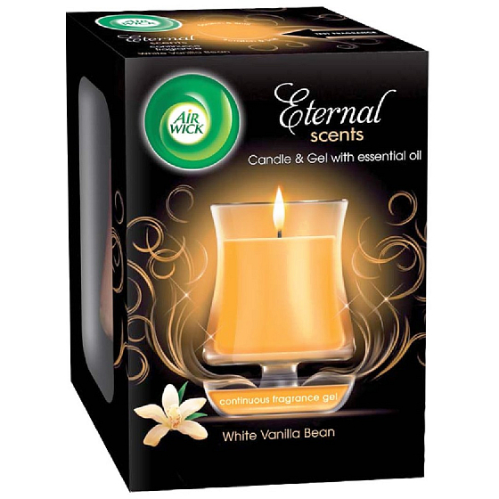 Air Wick Eternal Scents Vanilková vůně Vánoc vonná svíčka ve skle 130 g