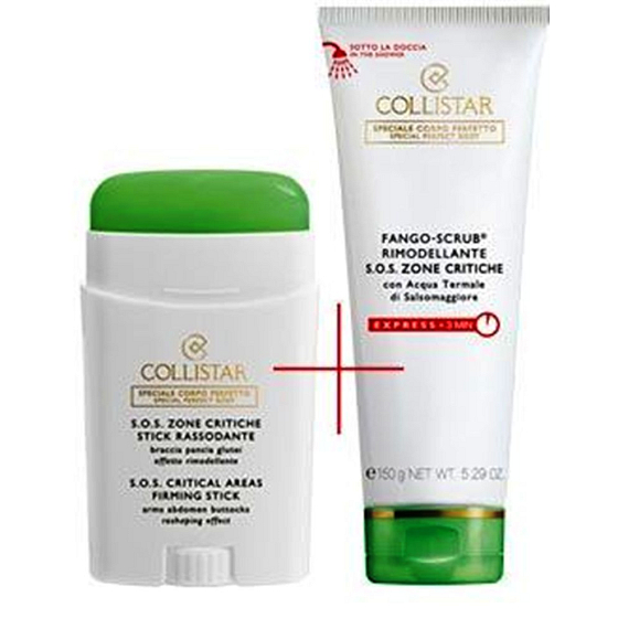 Collistar S.O.S. Critical Areas Firming Stick pro kritické zóny paže, břicho, zadek 75 ml + Reshaping Mud-Scrub S.O.S. Critical Areas Bahenní peeling na SOS problematické partie 150 ml