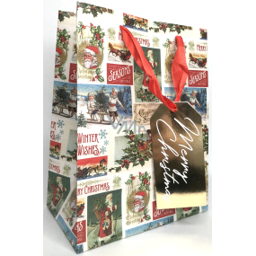 Epee Dárková papírová taška 18 x 22,5 x 9,7 cm Vánoční Santa Claus, vánoční motivy