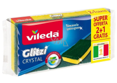 Vileda Glitzi Crystal gąbka z ochroną paznokci + mocna dratwanka 3 sztuki