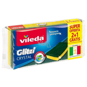 Vileda Glitzi Crystal gąbka z ochroną paznokci + mocna dratwanka 3 sztuki