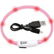 Karlie Flamingo svíticí LED obojek pro kočky a malé psy růžový, uni velikost 35 cm, dobíjecí