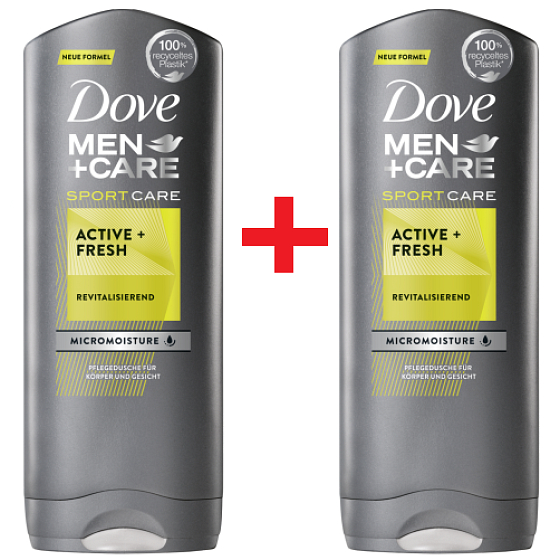 Dove Men + Care Active + Fresh sprchový gel pro muže 2 x 400 ml, duopack
