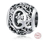 Charm Srebrna 925 Magiczna abeceda litera Q z kwiatami, koralik na bransoletkę