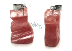 Kryształ różowy Pies przywieszek naturalny kamień, ręcznie szlifowana figurka 1,8 x 2,5 x 8 mm, kamień kamieni