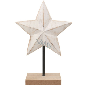 Gwiazda drewniana na postawienie biała 15 x 20 cm