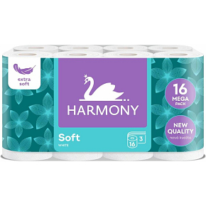 Harmony Soft 3-warstwowy papier toaletowy, rolka 17,5 m, 16 rolek
