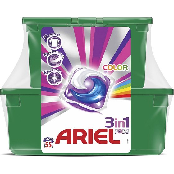 Ariel 3v1 Color gelové kapsle na barevné prádlo chrání a oživují barvy 55 dávek 23 kusů + 32 kusů