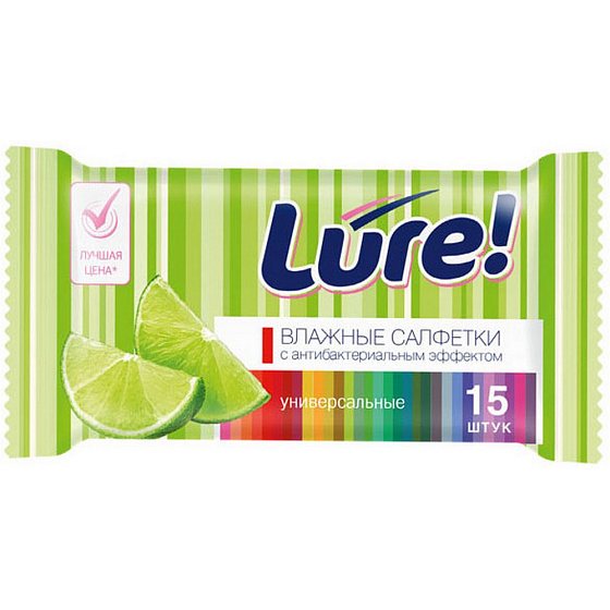 Lure Wet Wipes Antibakteriální univerzální vlhčené ubrousky15 kusů