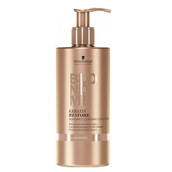Schwarzkopf Professional BlondMe Keratin Restore Bonding čisticí kondicionér pro všechny typy blond vlasů dávkovač 500 ml