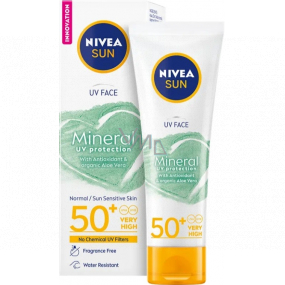 Nivea Sun Mineral UV Protection OF 50+ pleťový krém na opalování s minerálními filtry 50 ml Nivea Sun Mineral UV Protection OF 50+ pleťový krém na opalování s minerálními filtry 50 ml