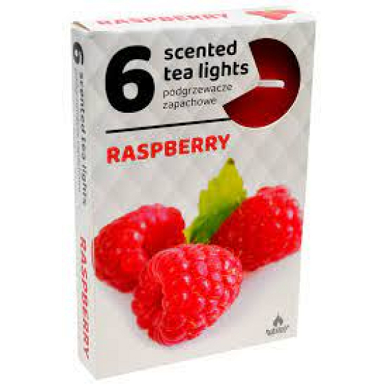 Tea Lights Raspberry vonné čajové svíčky 6 kusů