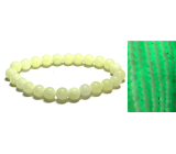 Jade Luminois Light Fosforeskujący, żółte światło w ciemności, bransoletka elastyczna naturalny kamień, kuleczka 8 mm / 16 - 17 cm
