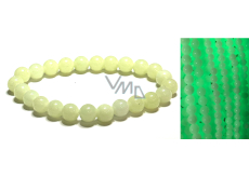 Jade Luminois Light Fosforeskujący, żółte światło w ciemności, bransoletka elastyczna naturalny kamień, kuleczka 8 mm / 16 - 17 cm