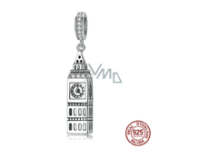 Charm Srebrna 925 Londyn Big Ben, zawieszka na bransoletkę podróżniczą