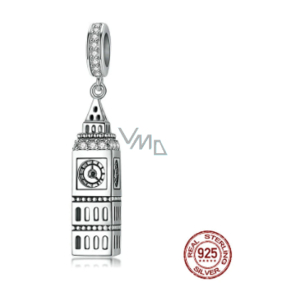 Charm Srebrna 925 Londyn Big Ben, zawieszka na bransoletkę podróżniczą