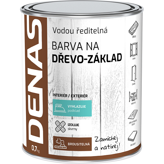 DENAS NA DREWO–ZASADA podkład do drewna, biały, 0,7 kg