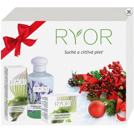 Ryor Exclusive výživný krém suchá a citlivá pleť 50 ml + Aloe Vera hydratační krém 50 ml + Dvoufázovou odličovací emulzi 150 ml, kosmetická sada