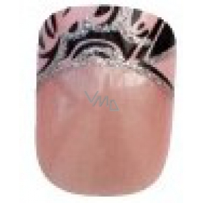 Diva & Nice Natureasy Nails Decorated nalepovací nehty růžové s černo-růžovou aplikací 24 kusů