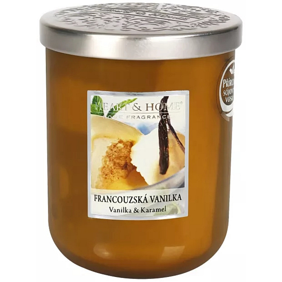 Heart & Home Francouzská vanilka Sojová svíčka velká hoří až 70 hodin 340 g