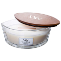 WoodWick White Teak - Bílý teak vonná svíčka s dřevěným širokým knotem a víčkem loď 453 g