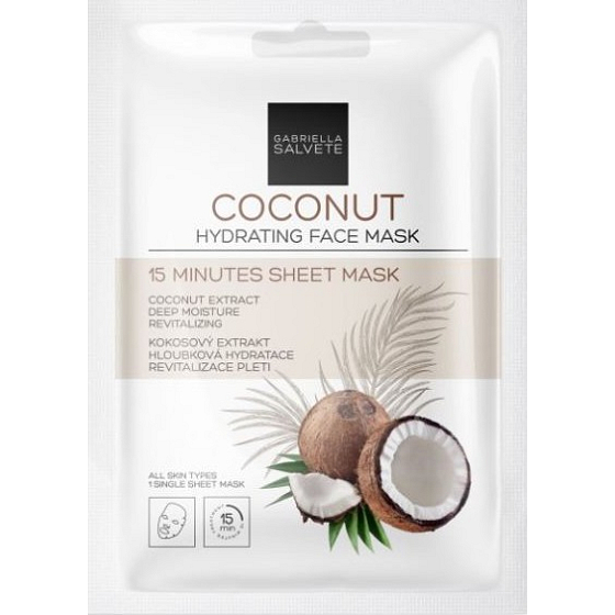 Gabriella Salvete 15 Minutes Sheet Mask Coconut hydratační textilní pleťová maska 1 kus