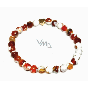 Achát ognisty koronkowy fasetowany elastyczny naturalny kamień, kulka 6 mm / 16 - 17 cm Achát ognisty koronkowy fasetowany elastyczny naturalny kamień, kulka 6 mm / 16 - 17 cm