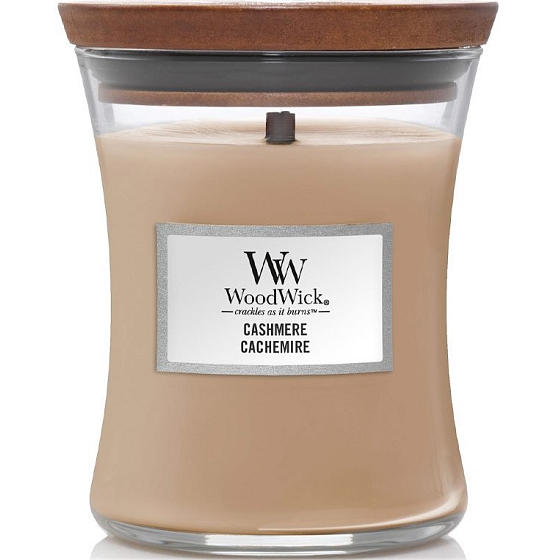 WoodWick Cashmere - Kašmír vonná svíčka s dřevěným knotem a víčkem sklo střední 275 g