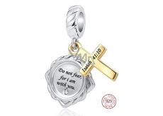 Charm Srebrna 925 Religijne Cuda Isah 41:10, 2w1 zawieszka na bransoletkę
