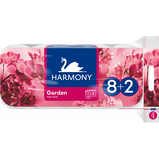 Harmony Premium Garden Pure White 3-warstwowy papier toaletowy, 8+2 rolki, rolka 17,5 m
