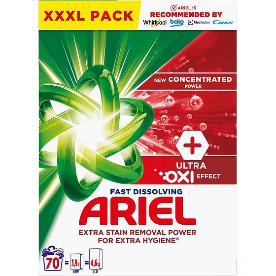 Ariel Ultra Oxi Effect proszek do prania do usuwania plam i dla ekstra higieny 70 dawek 3,85 kg