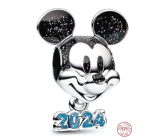 Zawieszka ze srebra 925 Disney, Szczęśliwy Nowy Rok 2024, koralik do bransoletki