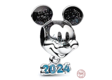 Zawieszka ze srebra 925 Disney, Szczęśliwy Nowy Rok 2024, koralik do bransoletki