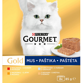 Purina Gourmet Gold dla kotów, tuńczyk, wątroba, indyk, wołowina pasztet, 8x85 g