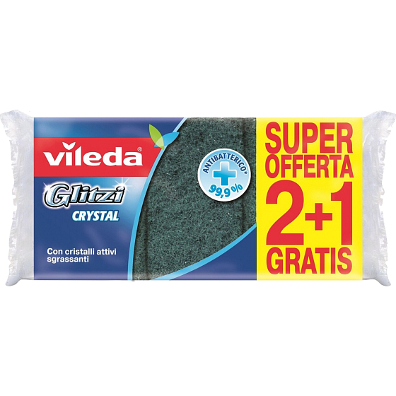 Vileda Glitzi gąbka do naczyń z ochraniaczem na paznokcie + mocna druciana gąbka, opakowanie 2 + 1 sztuka gratis