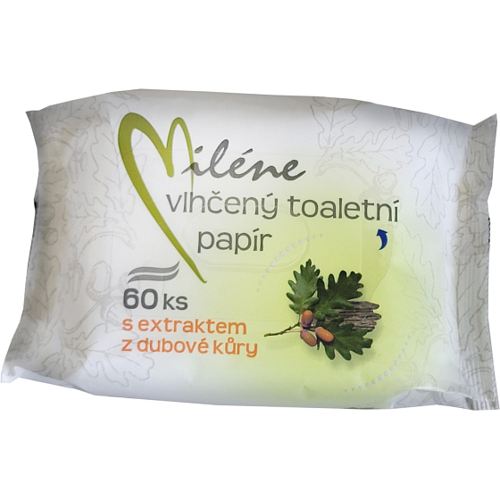 Miléne nawilżany papier toaletowy z ekstraktem z kory dębu 60 sztuk