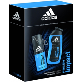Adidas Fresh Impact deodorant sprej 150 ml + sprchový gel 250 ml, pro muže dárková sada