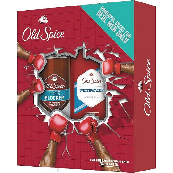 Old Spice White Water sprchový gel pro muže 250 ml + Odor Blocker antiperspirant sprej 125 ml, kosmetická sada