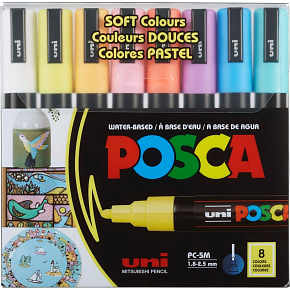 Posca Uniwersalny zestaw markerów akrylowych 1,8 - 2,5 mm Mix pastelowych kolorów 8 sztuk PC-5M