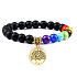 Bransoletka elastyczna Drzewo Życia + Onyx, naturalny kamień, kuleczka 8 mm / 16 - 17 cm, kamień życiodajny szary