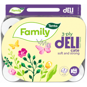 Tento Family Delicate papier toaletowy 117 rolek 3 warstwowy 24 sztuk Tento Family Delicate papier toaletowy 117 rolek 3 warstwowy 24 sztuk