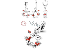 Charm Srebrna 925 Disney Minnie Mouse & Mickey Mouse całujące się, zawieszka na bransoletkę