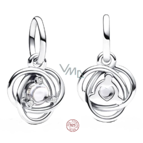 Zawieszka ze srebra próby 925 z cyrkonią w kształcie koła na kwietniowy miesiąc, symbol na bransoletkę Zawieszka ze srebra próby 925 z cyrkonią w kształcie koła na kwietniowy miesiąc, symbol na bransoletkę