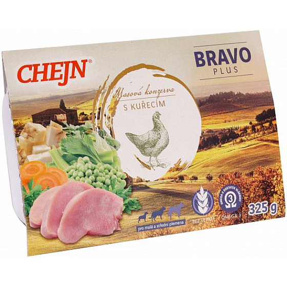Chejn Bravo PLUS z kurczaka i warzyw dla małych i średnich psów, 325 g