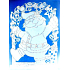Okenní fólie bez lepidla Santa Claus stříbrné glitry oblouk 30 x 20 cm