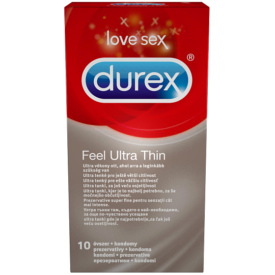 Durex Feel Ultra Thin ultra tenký kondom nominální šířka: 52 mm 10 kusů