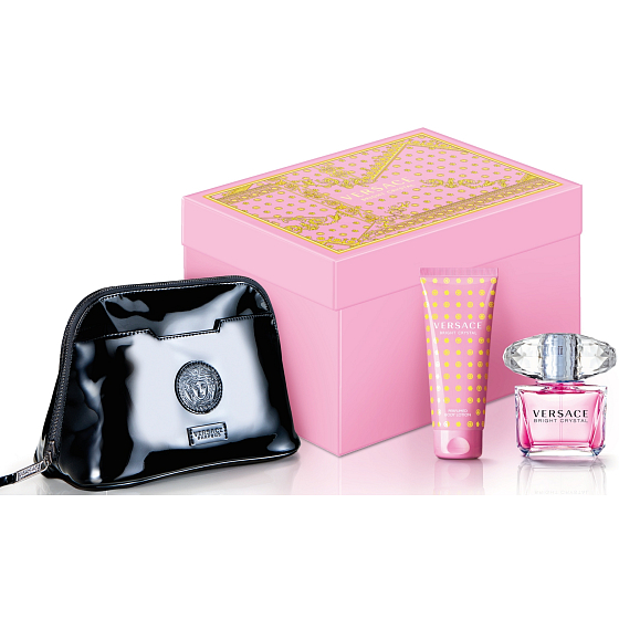 Versace Bright Crystal toaletní voda pro ženy 90 ml + tělové mléko 100 ml + kosmetická taška, dárková sada