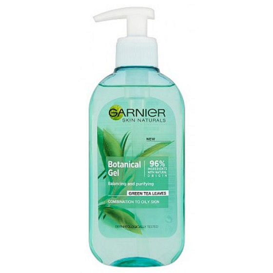 Garnier Skin Naturals Botanical Gel Green Tea Leaves čisticí gel pro smíšenou až mastnou pleť 200 ml