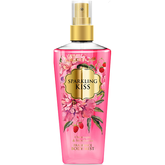Lotus Parfums Sparkling Kiss Champagne & Strawberries tělová parfémová voda, mlha 210 ml