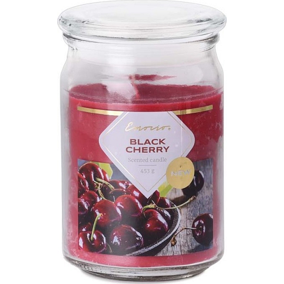Emocio Black Cherry - Černá třešeň vonná svíčka sklo se skleněným víčkem 453 g 93 x 142 mm